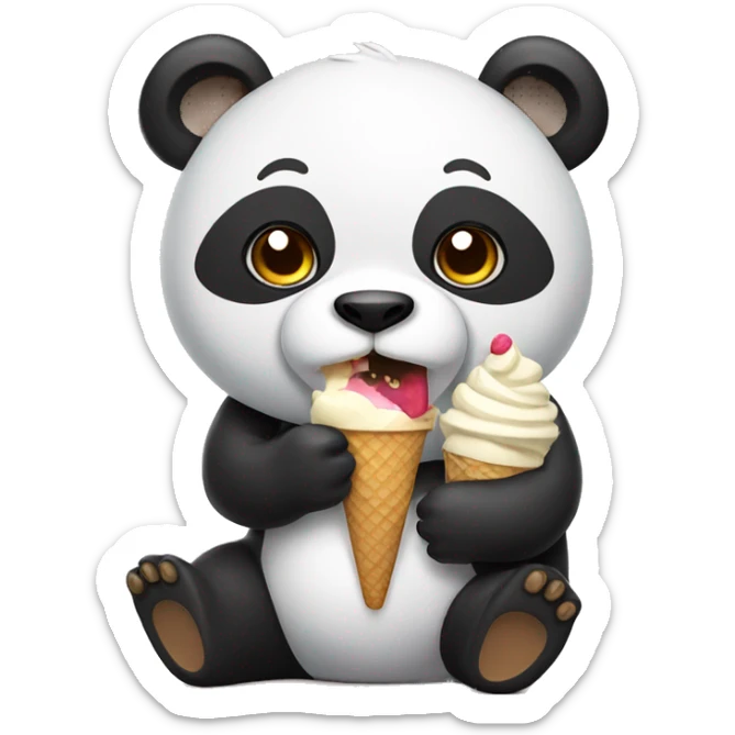 Panda eating ice cream sticker