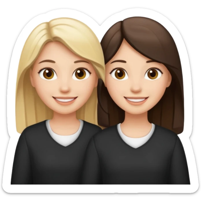 sisters  with blonde and dark brown hair just two girls sticker
