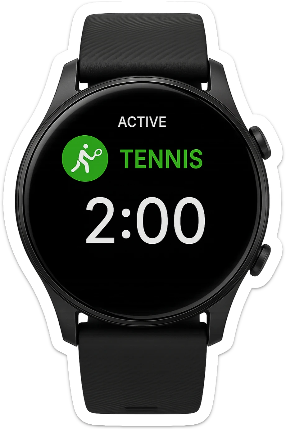 smartwatch con modalità attiva di tennis che segna 2 ore di tennis, REALISTICA 4K sticker