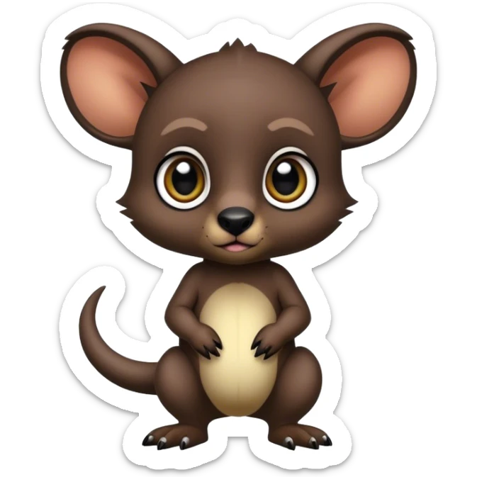 Adorable dark baby edgy animal-hybrid full body, big Eyes, marsupial  sticker