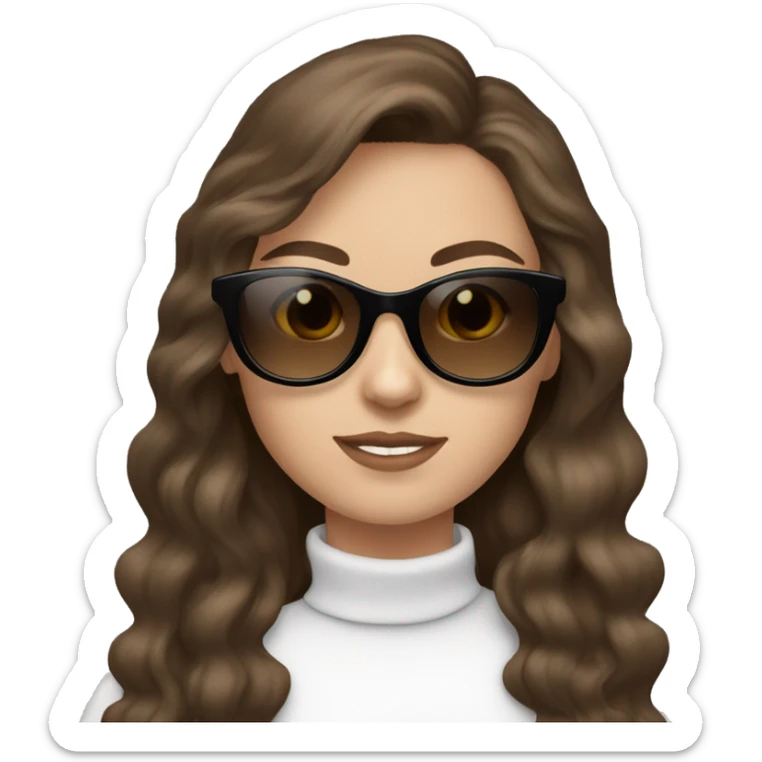 White Girl with brown hair wearing black out cat eye sunglasses sticker
