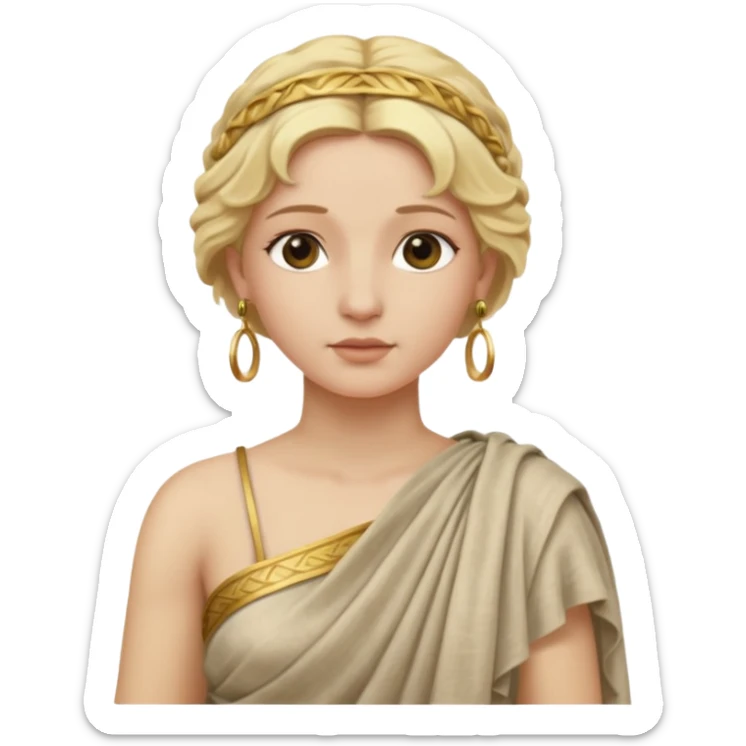 Ancient Roman woman with earrings and blonde hair, ancient clothes sticker
