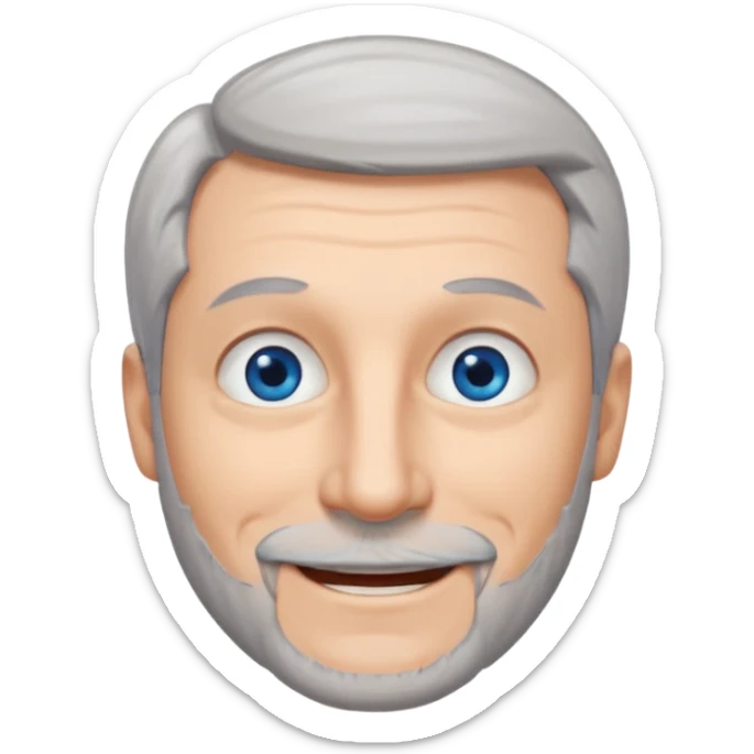 homme yeux bleus presque chauve et une barbe courte moins de chevaux et sourir sticker