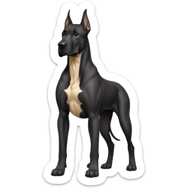 Black Male Great Dane with cropped ears in a show stance sticker