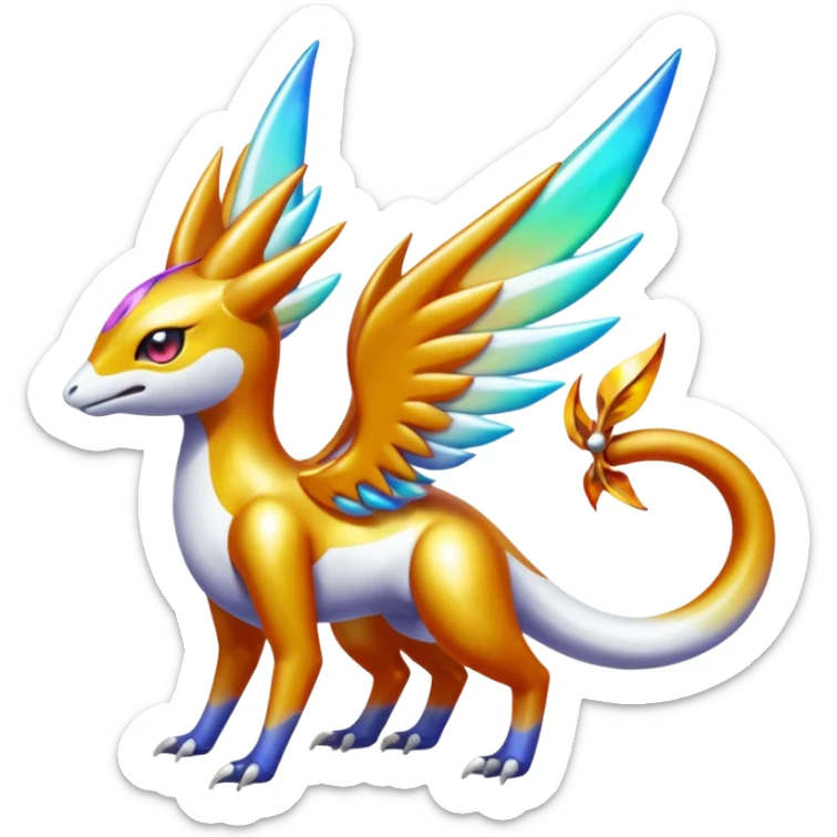 Shiny Colorful Meloetta-Latias-Koraidon-Peppercat-Wargreymon-Protogen-Fakémon-fusion-hybrid-creature sticker