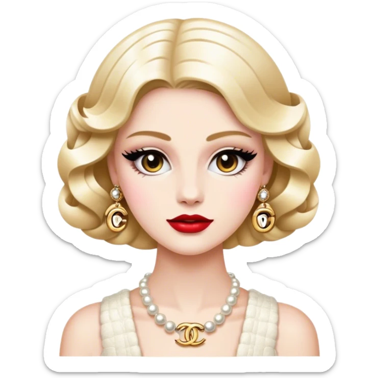 Cinematic Realistic Chanel Pop Culture Emoji, depicted with timeless elegance and iconic style rendered with luxurious textures and dynamic, sophisticated lighting. sticker