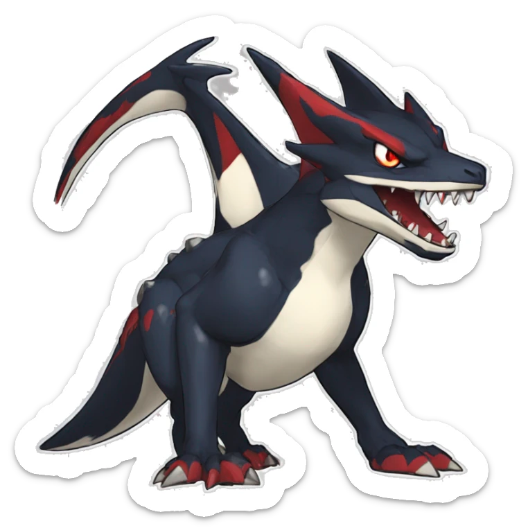 Black Cool Edgy Anthro Nargacuga-Sharpedo-Sergal-Garchomp-Fakémon  with White and Red Edgy markings sticker