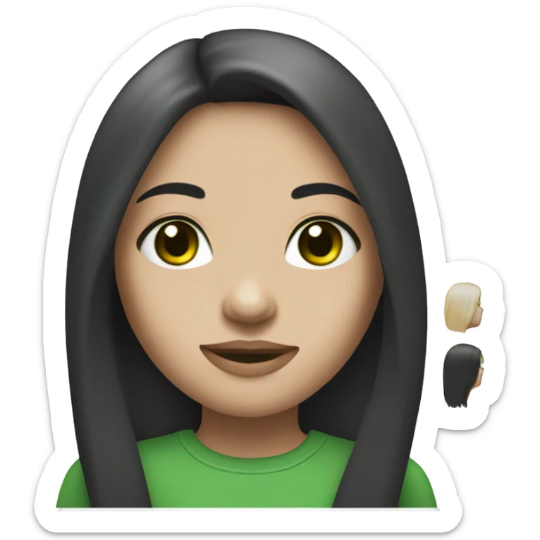 Girl with long and black and straight hair and green eyes and white skin  sticker
