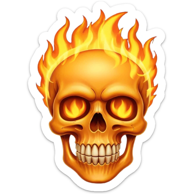 Flaming skull sticker