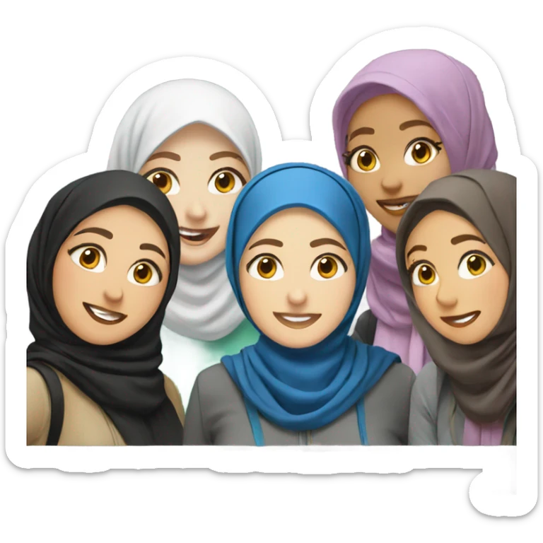 outdoor selfie with friends girl with hijab  sticker