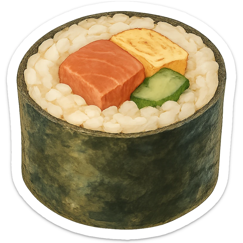 sushi roll, ghibli style sticker