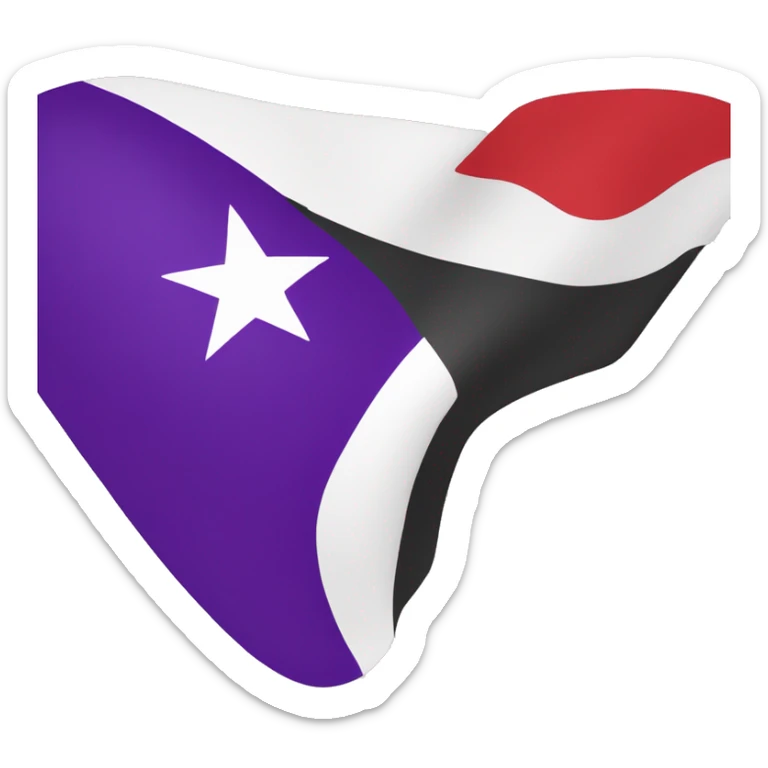 A flag emoji of a horizontal tricolor of black, white, and purple. In the center of the flag is a red five-pointed star sticker