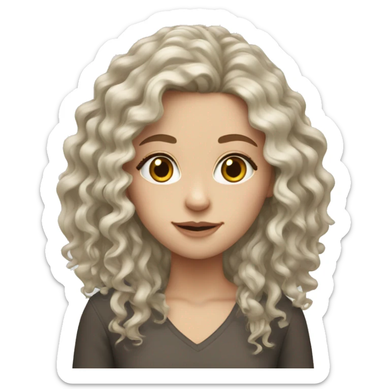 white girl with long curly hair sticker