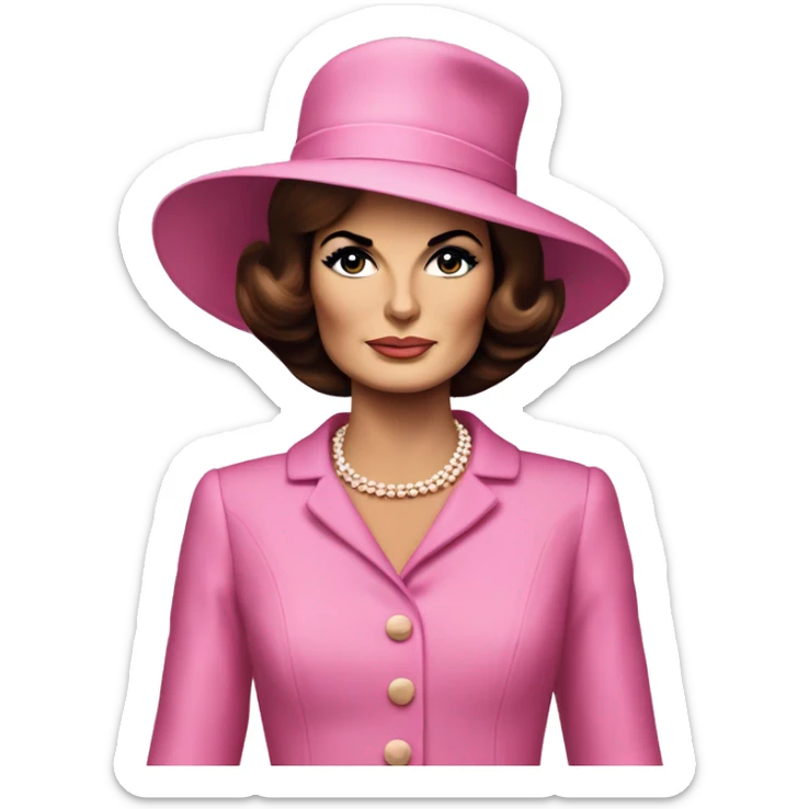 Jackie Kennedy day of assasination in pink suit with hat sticker