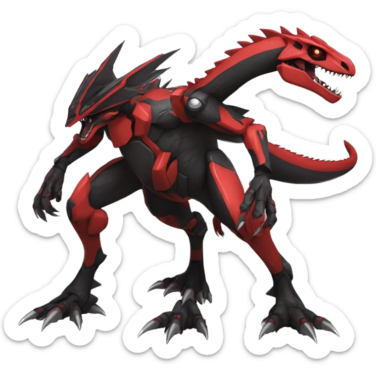  Cool Edgy Black Red Digimon-Fakemon-Guilmon-Velociraptor-Dragon-Mecha full body sticker