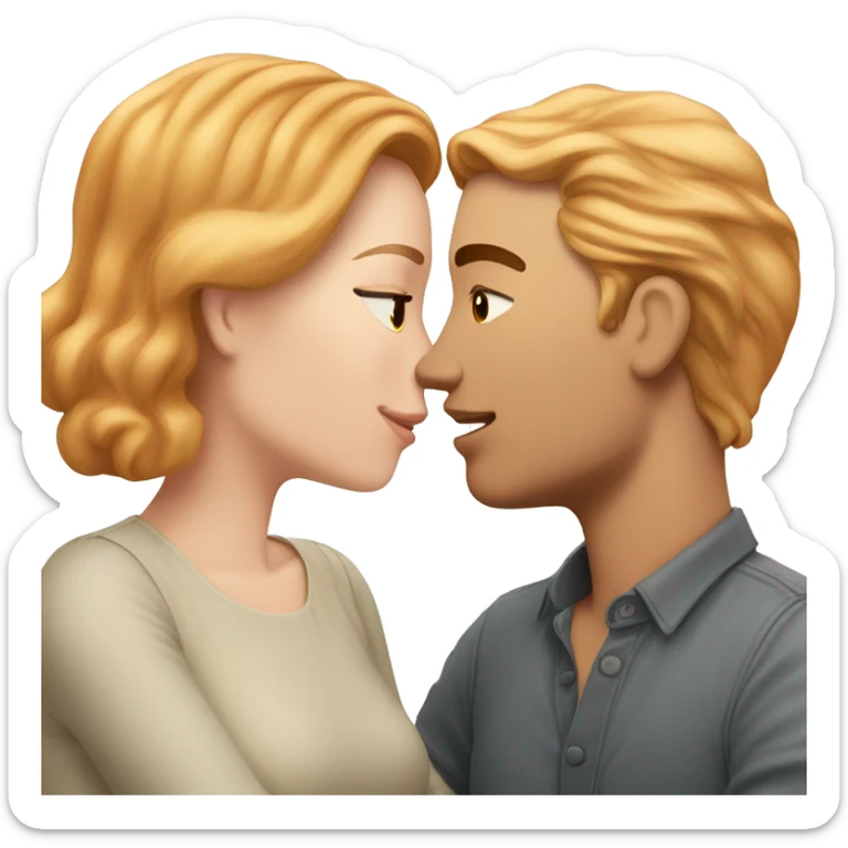 fair skinned man with short black hair kissing fair skinned woman with strawberry blonde hair sticker