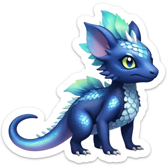 Colorful Iridescent Exotic Nebulae Salandit-Meowstic-Amaura-Fakémon-hybrid-creature (full body)  sticker
