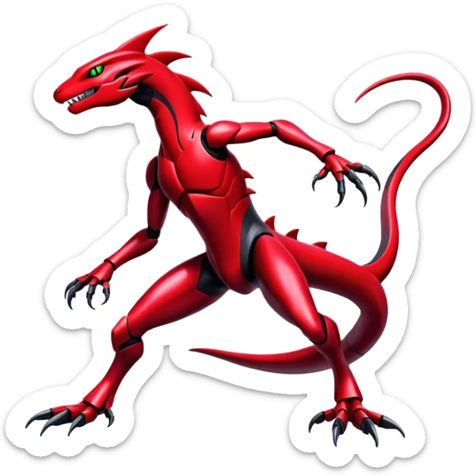 Shiny Edgy epic Salandit-Genesect-Miraidon-Fakémon-hybrid-creature (full body)  sticker