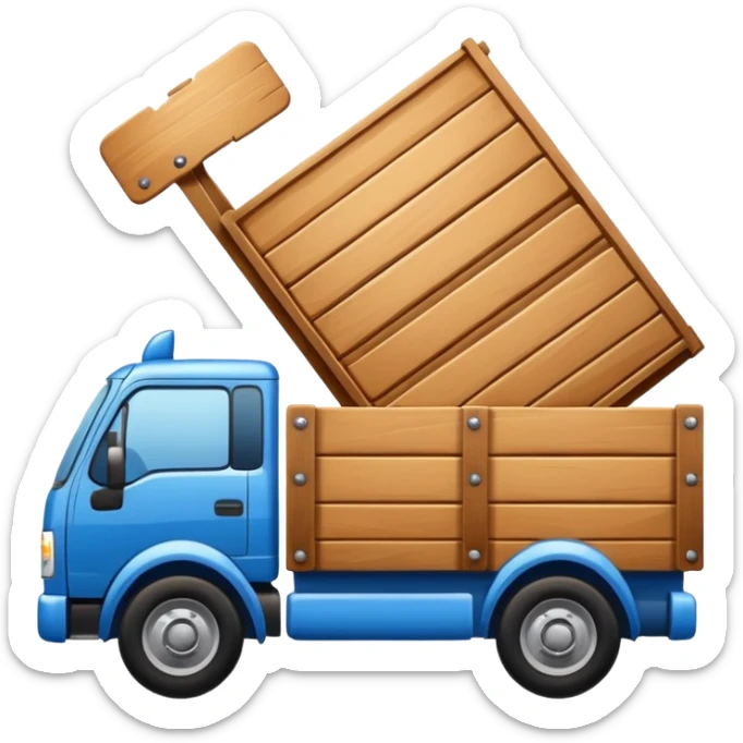 logo of a truck carrying furniture, bright colors, for furniture delivery service 'Gruzovichek', iOS emoji style sticker