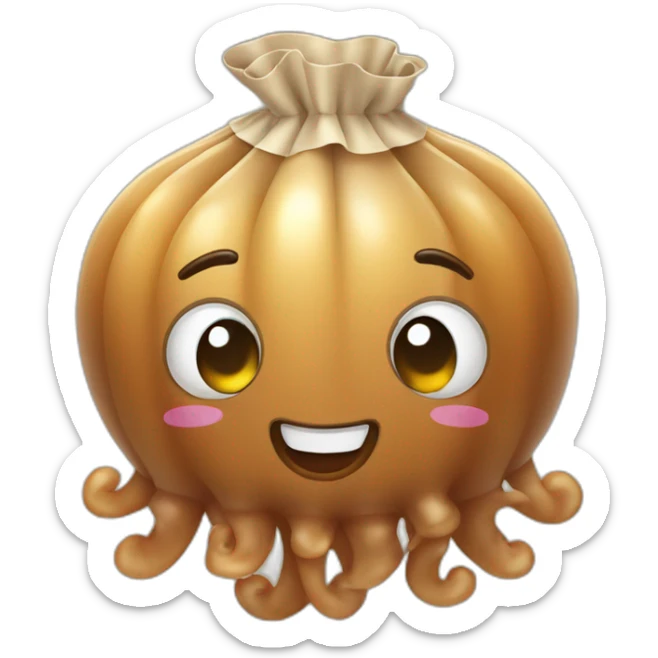 Baby brown cute jellyfish money bags in the background  sticker