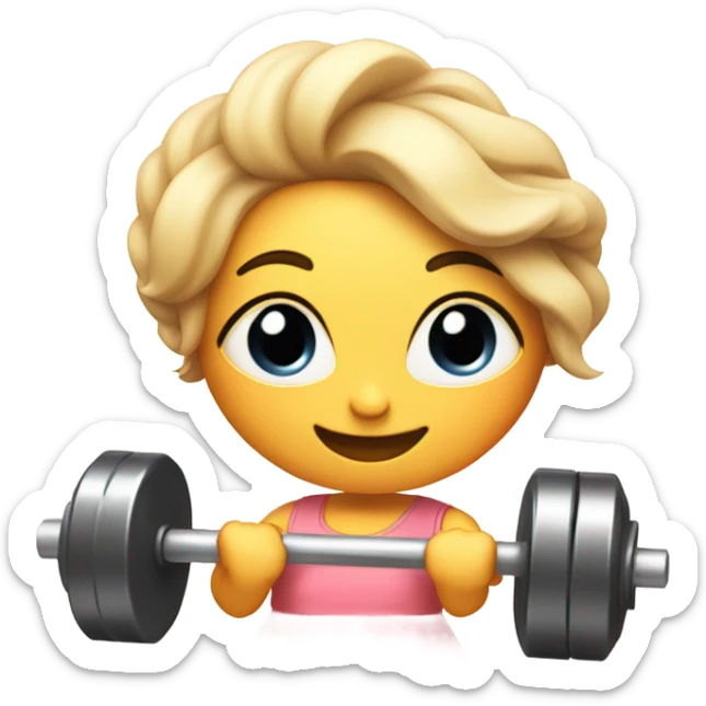 Peach with a female body weariing and dress winking and lifting weights  sticker
