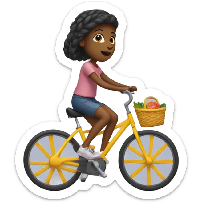 Girl riding on a bike to a shop sticker