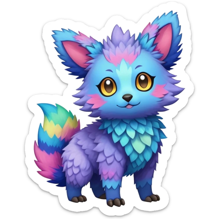  Colorful Kawaii Trico FurSona Fakemon Full Body sticker
