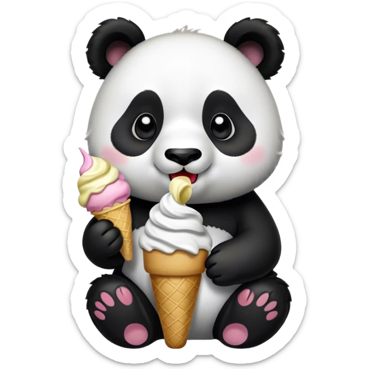 Panda eating ice cream sticker