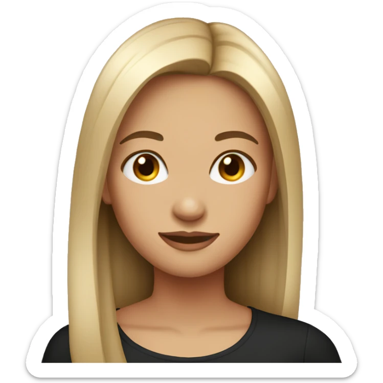 Straight hair girl with black shirt on  sticker