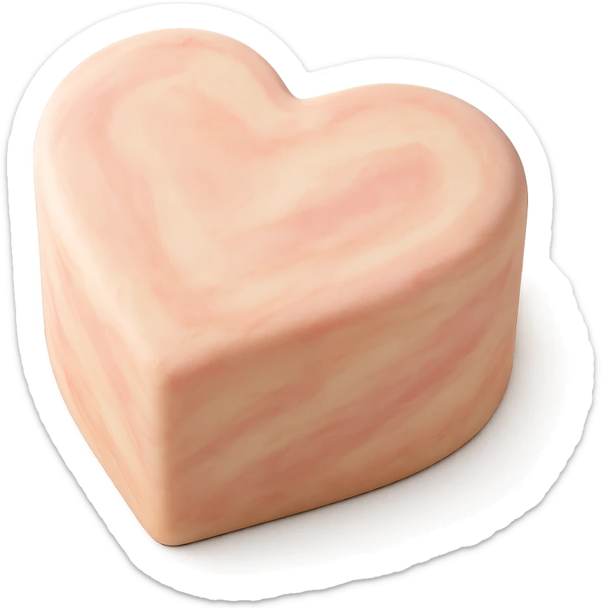 heart-shaped fondant cake with marbled fondant sticker