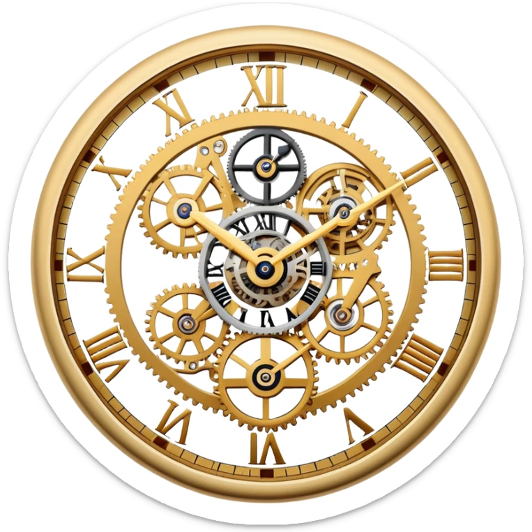 Cartier skeleton watch close-up dial, visible gears, HD, luxury, iOS Apple emoji style sticker