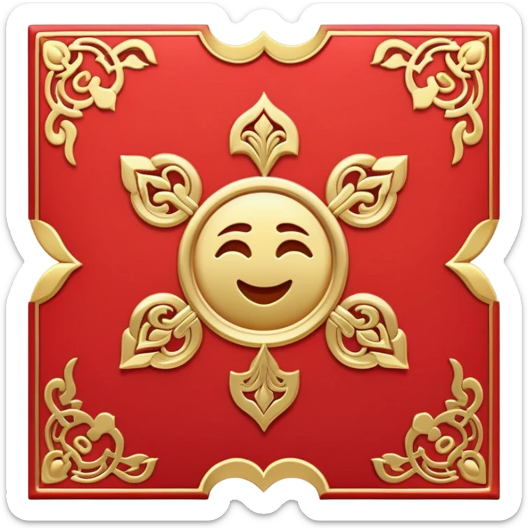 Chinese red envelope (hongbao), lucky money packet with gold details, emoji style sticker