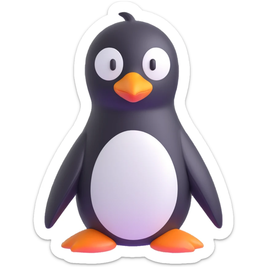 Change the blue color of the penguin to black, keeping the 3D Microsoft style fluent emoji look and all other features the same. Preserve the transparent background. sticker