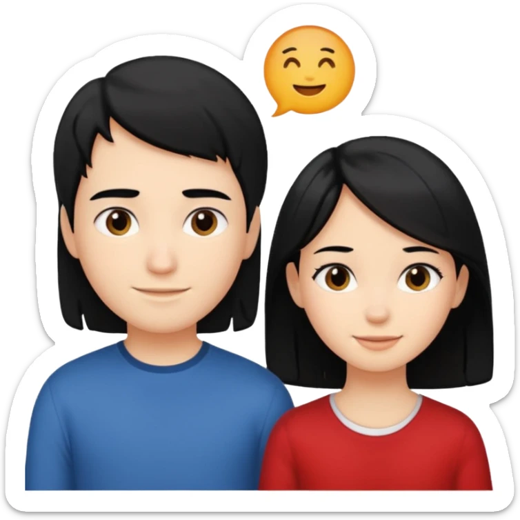 girl with black hair ignore boy with blond hair sticker