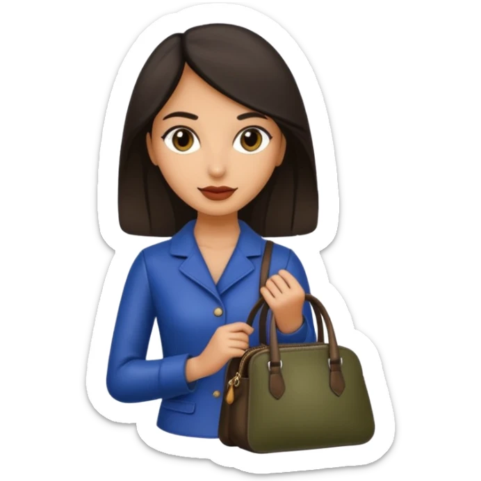 italian female with italian fashion style, holding bag sticker