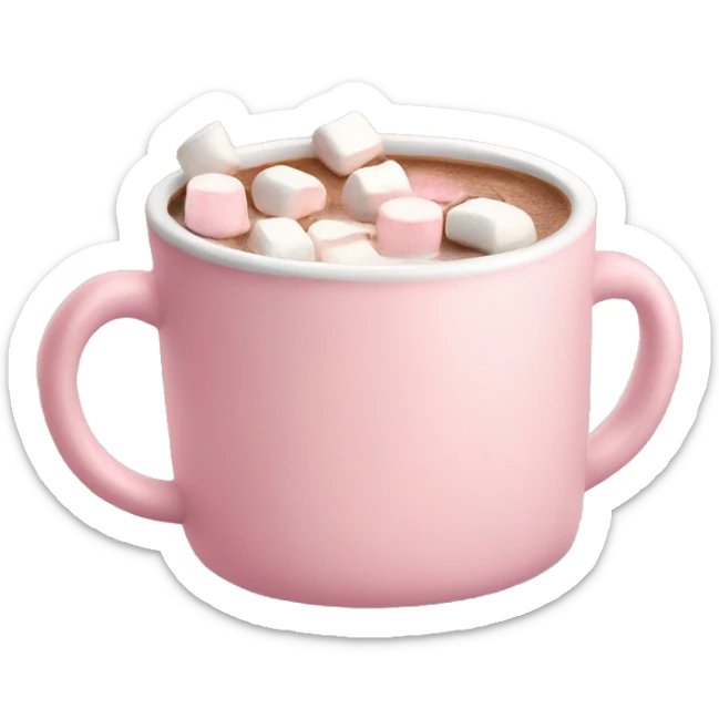 Light Pink mug of hot chocolate with marshmallows  sticker