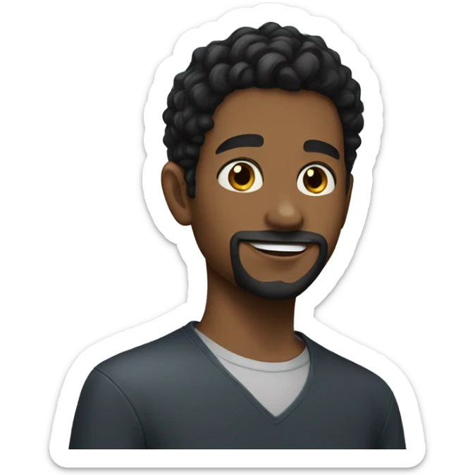 boy with wavy black hair and some facial hair sticker