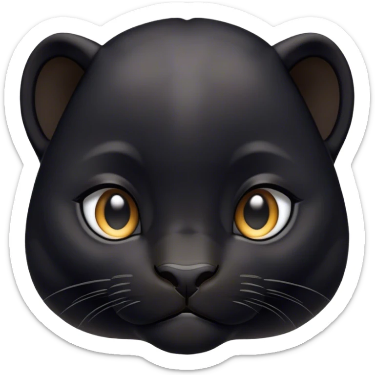 Cinematic Noble Baby black Panther Portrait Emoji, Poised with a touch of regal innocence, featuring a compact, sleek build with soft, dark fur and large, soulful eyes, Simplified yet sharp and sophisticated features, highly detailed, glowing with a gentle, mysterious glow, high shine, intelligent and endearing, stylized with an air of youthful authority, focused and attentive, soft glowing outline, capturing the essence of a tiny jungle guardian that appears ready to pounce out of the screen with effortless charm! sticker