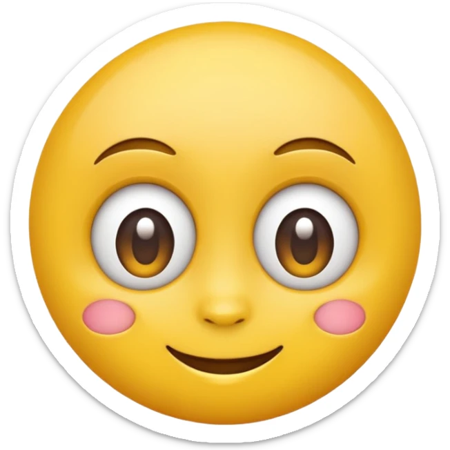 Emoji, yellow round smiling face, big eyes sticker