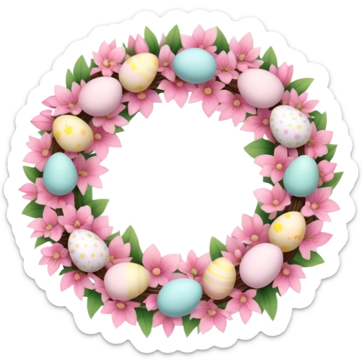 Pastel pink Easter wreath sticker