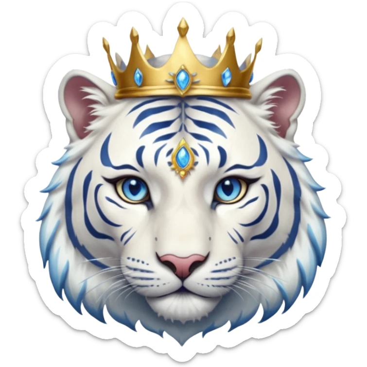 ESO Female white tiger khajiit leader of the umbral rose, blue eyes, blue 'third eye' gem, something symbolizing leadership ruling  sticker
