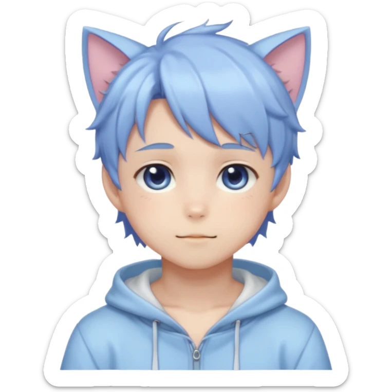Shiny Blushing Cute Kawaii Beautiful Pastel Shota Anime Catboy Trending Style Cottagecore Pastelcore  sticker