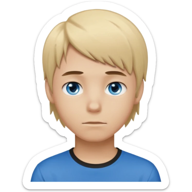 boy with blonde hair emo, shirt color brown, and blue eyes sticker