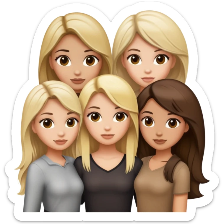 4 girls posing for the picture 1 blonde 2 dirty blonde and 1 brunette  sticker