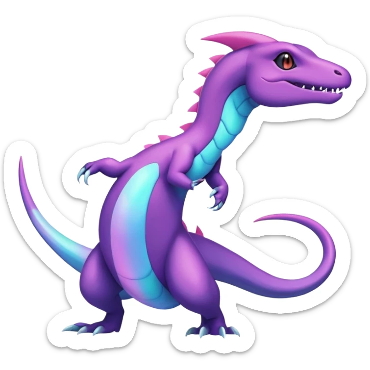 Iridescent Shiny pastel Salandit-Aurorus-Salazzle-Dragonair-Fakémon-hybrid-creature (full body)  sticker