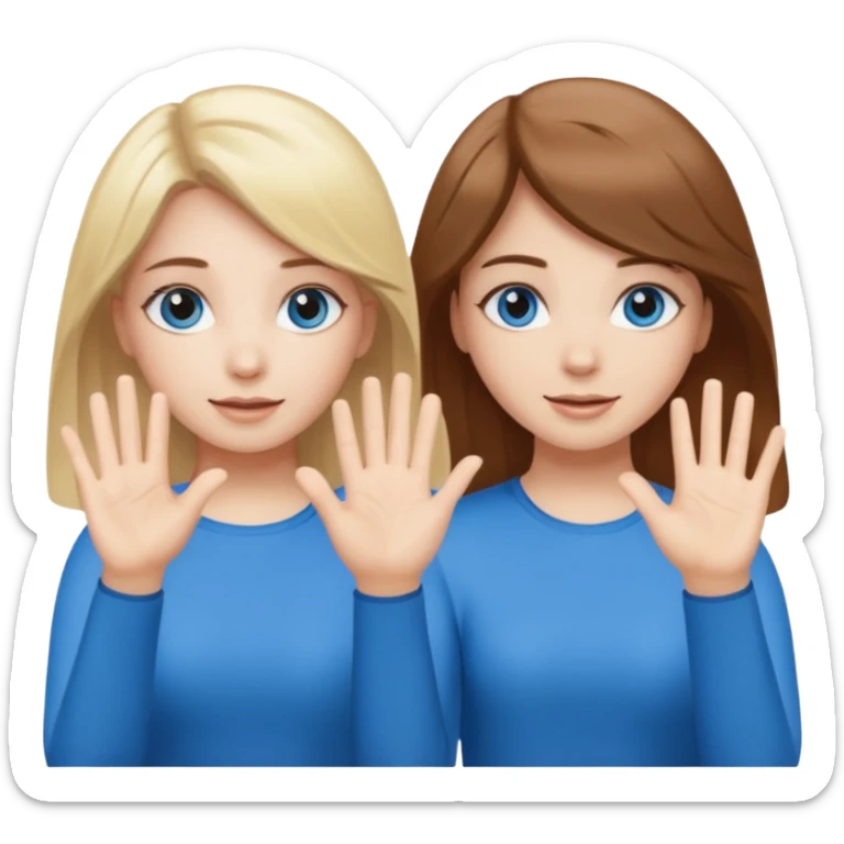 Two girls saying six seven one with brown hair. And doing hand movements  white skin six seven SAYING SIX SEVEN ONE WITH BLOND HAIR blue eyes sticker