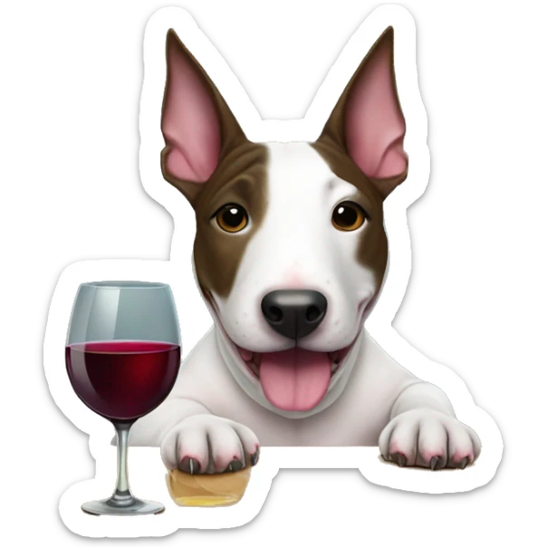 brindle english bull terrier girly with a glass of wine sticker