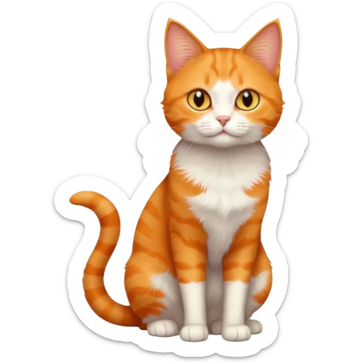 full body orange domestic shorthair slim cat with yellow/orange eyes  sticker