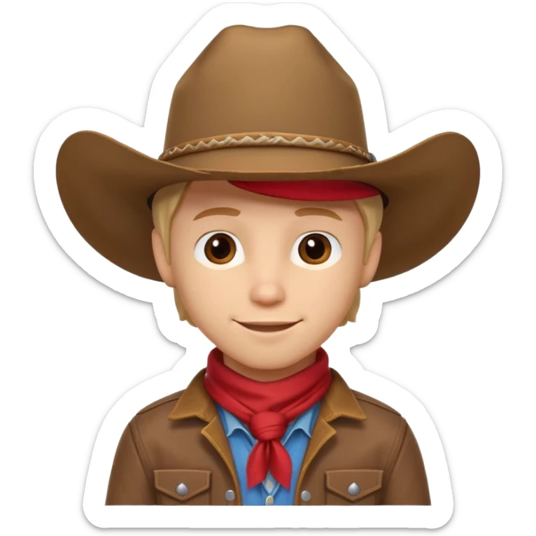 cute cowboy portrait, head and shoulders only, cowboy hat, bandana, western jacket, confident smile, 3D cartoon, mobile game icon style, clean background, no text, no watermark
 sticker