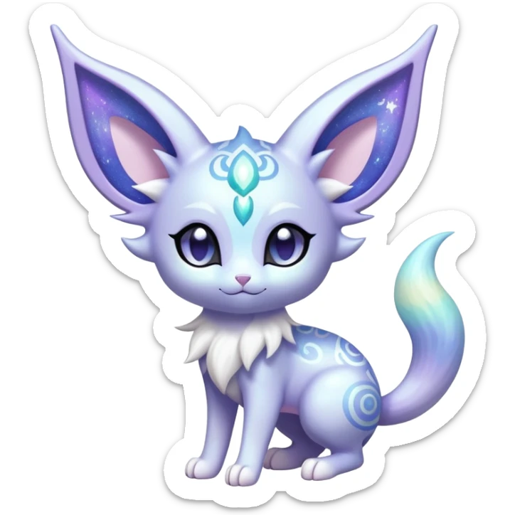 Shiny Exotic Cute Adorable Majestic Ethereal Sparkly Espeon-Meowstic-Hybrid-Creature with pattern-markings sticker
